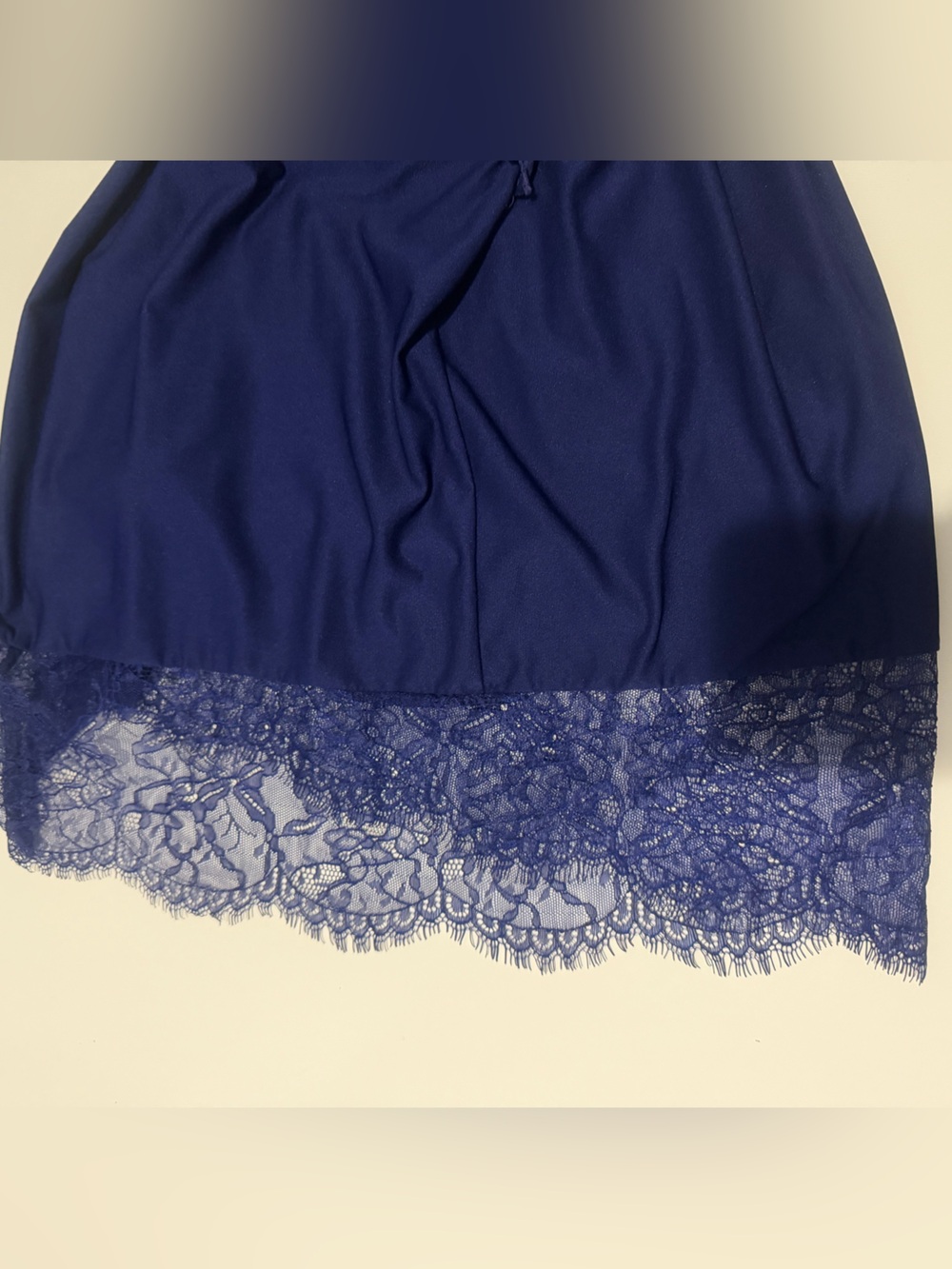 BCBGMAXAZRIA Navy Blue Lace Illusion Ruched Sheath Cocktail Dress S - Picture 4 of 12